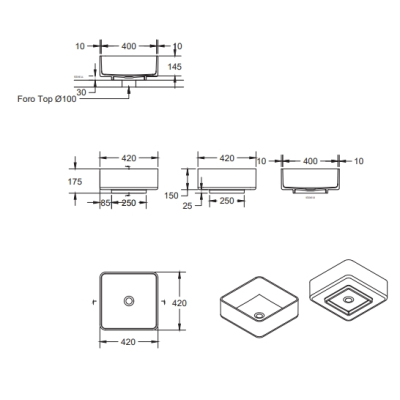 Relax Design Boxy Square S Раковина на стільницю 42cм