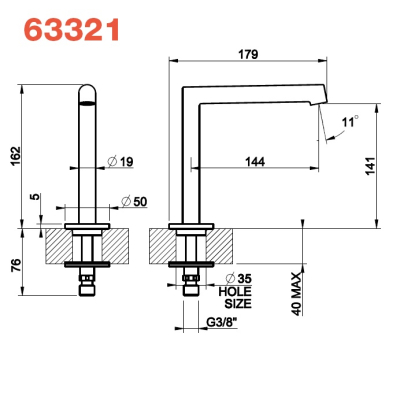 Gessi Anello змішувач для раковини 63321+63400