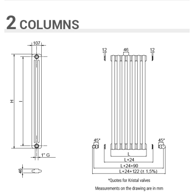Cordivari Ardesia 2 colonne радіатор опалення