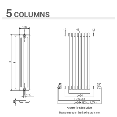 Cordivari Ardesia 5 colonne радіатор опалення