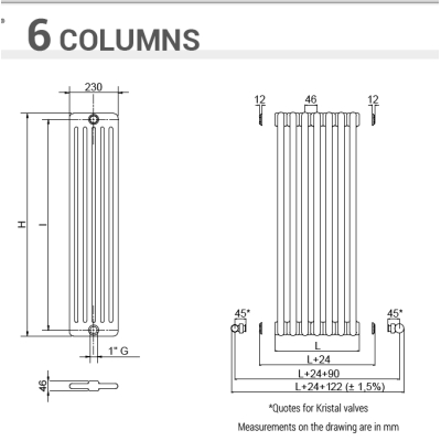 Cordivari Ardesia 6 colonne радіатор опалення