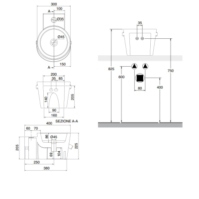 Scarabeo Bucket раковина підвісна 30cм 8802