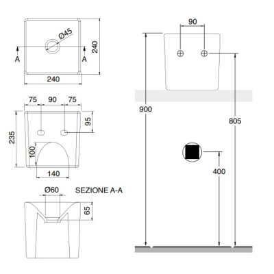 Scarabeo Cube раковина підвісна 24см 1521