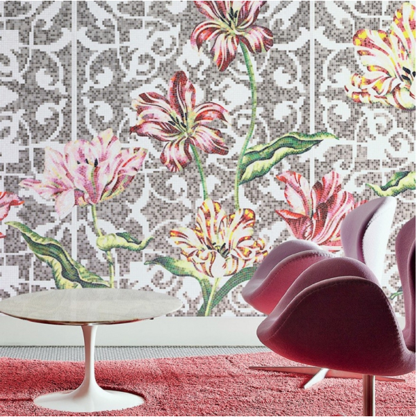 Bisazza Flora Tulips Grey мозаїка панно