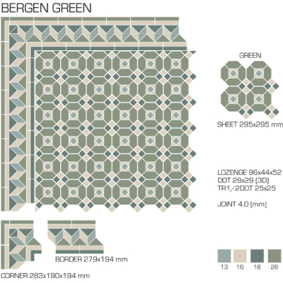 Top Cer плитка для стін та підлоги, модель Bergen Green