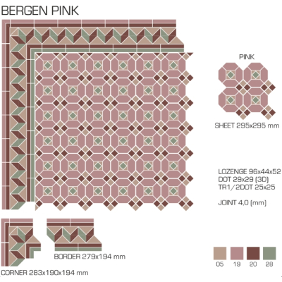 Top Cer плитка для стін та підлоги, модель Bergen Pink