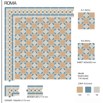 Top Cer плитка для стін та підлоги, модель Roma