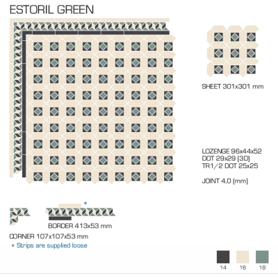 Top Cer плитка для стін та підлоги, модель Estoril Green