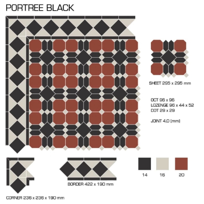 Top Cer плитка для стін та підлоги, модель Portree Black