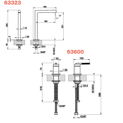 Gessi Ingranaggio змішувач для раковини 63323+63600