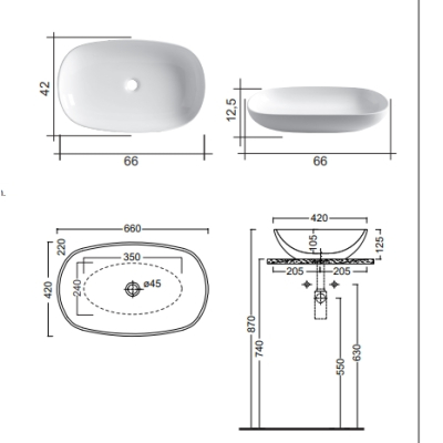 Nic Design Milk раковина накладна 66см