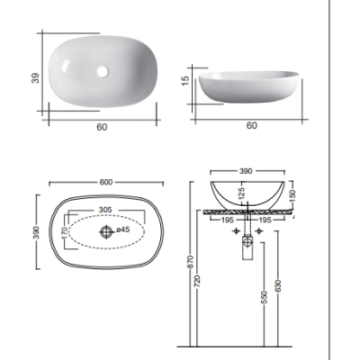 Nic Design Milk раковина накладна 60см