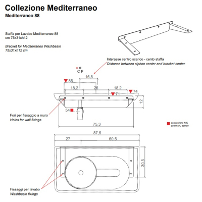 Nic Design Mediterraneo88 раковина 88см