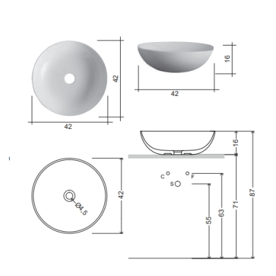 Nic Design Ciotole раковина накладна 42см