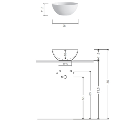 Nic Design Ciotole раковина накладна 28 см