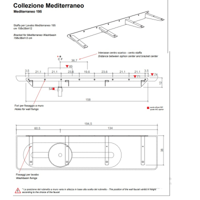 Nic Design Mediterraneo195 раковина 195см