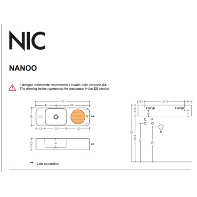 Nic Design Mini Living Nanoo раковина 75 см