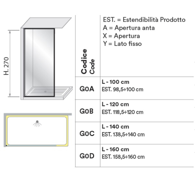 2B box Open душова перегородка G0