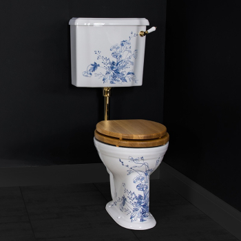 Gentry Home Victorian унітаз із середнім бачком із декором Blu Pattern  