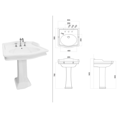 Gentry Home Coventry раковина на колоні 65 см