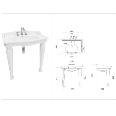 Gentry Home Coventry раковина на колонах 86см