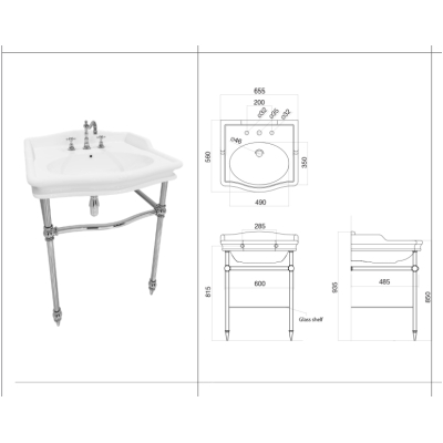 Gentry Home Coventry раковина з консоллю 65см