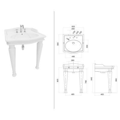 Gentry Home Coventry раковина на колонах 65 см