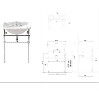 Gentry Home Victorian раковина з консоллю 63 см