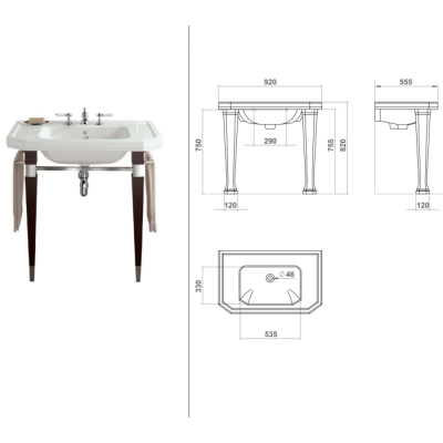 Gentry Home Claremont раковина на колонах 92 см