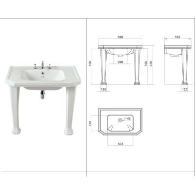 Gentry Home Claremont раковина на колонах 92 см