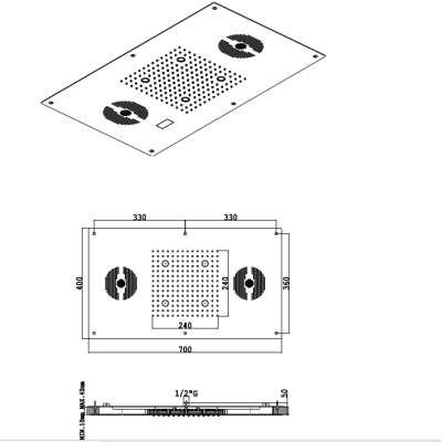 AquaElite Aqua Blue Sound душова лійка 70*40 (SF076D)
