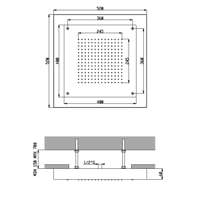 AquaElite Modula душова лійка 52*52 (SF129D)