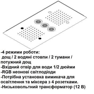 AquaElite Neon душова лійка 60*30 (SF182D)