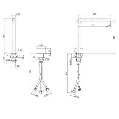 Quadro Design Stereo змішувач для раковини  16 32