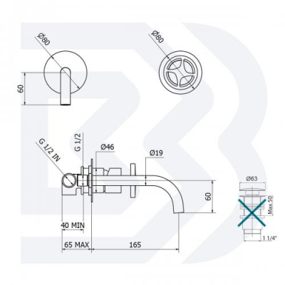 Bianchi Wheel змішувач для раковини зі стіни