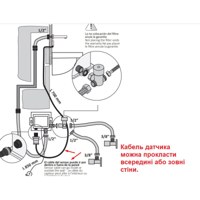 GRB Sensor Сенсорний змішувач до раковини зі стіни