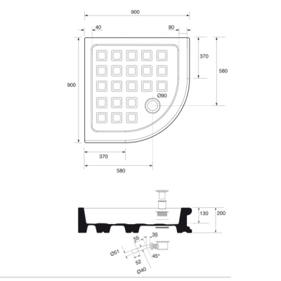 Gentry Home Docce душовий піддон напівкруглий