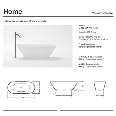 Disenia Home ванна окремостояча 160 см