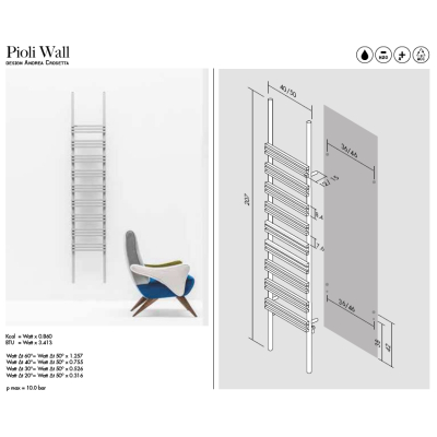 Antrax Pioli Wall полотенцесушарка водяна 