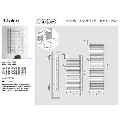 Antrax Rabbit H22 полотенцесушарка водяна 