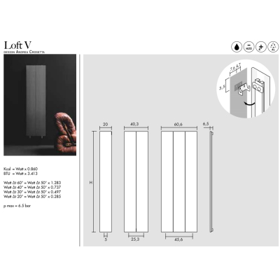 Antrax Loft Bath радіатор вертикальний водяний