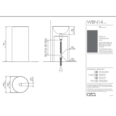 Cea Design Sixty раковина підлогова 42cм мармур WBN14