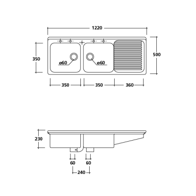 Galassia Kitchen Sinks Florence кухонна мийка подвійна 5004