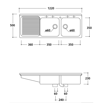 Galassia Kitchen Sinks Florence кухонна мийка подвійна 5004