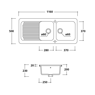 Galassia Kitchen Sinks Genius кухонна мийка подвійна 112 см
