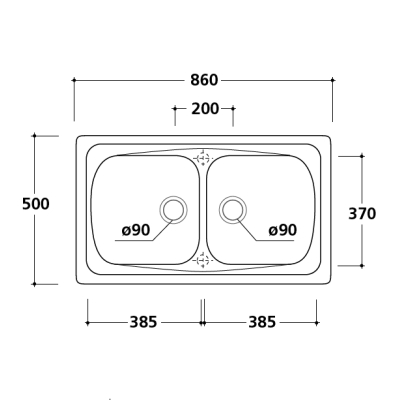 Galassia Kitchen Sinks Genius кухонна мийка подвійна 86 см