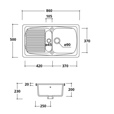 Galassia Kitchen Sinks Genius кухонна мийка 5103D90