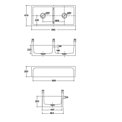 Galassia Kitchen Sinks Frame кухонна мийка подвійна 5116