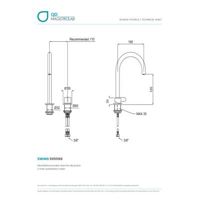 QD Magistro Lab Swing змішувач до раковини CR