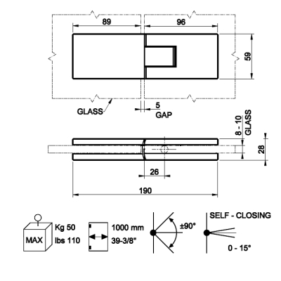 Gessi Shower G Swing System Rigato петлі на душове скло 67503